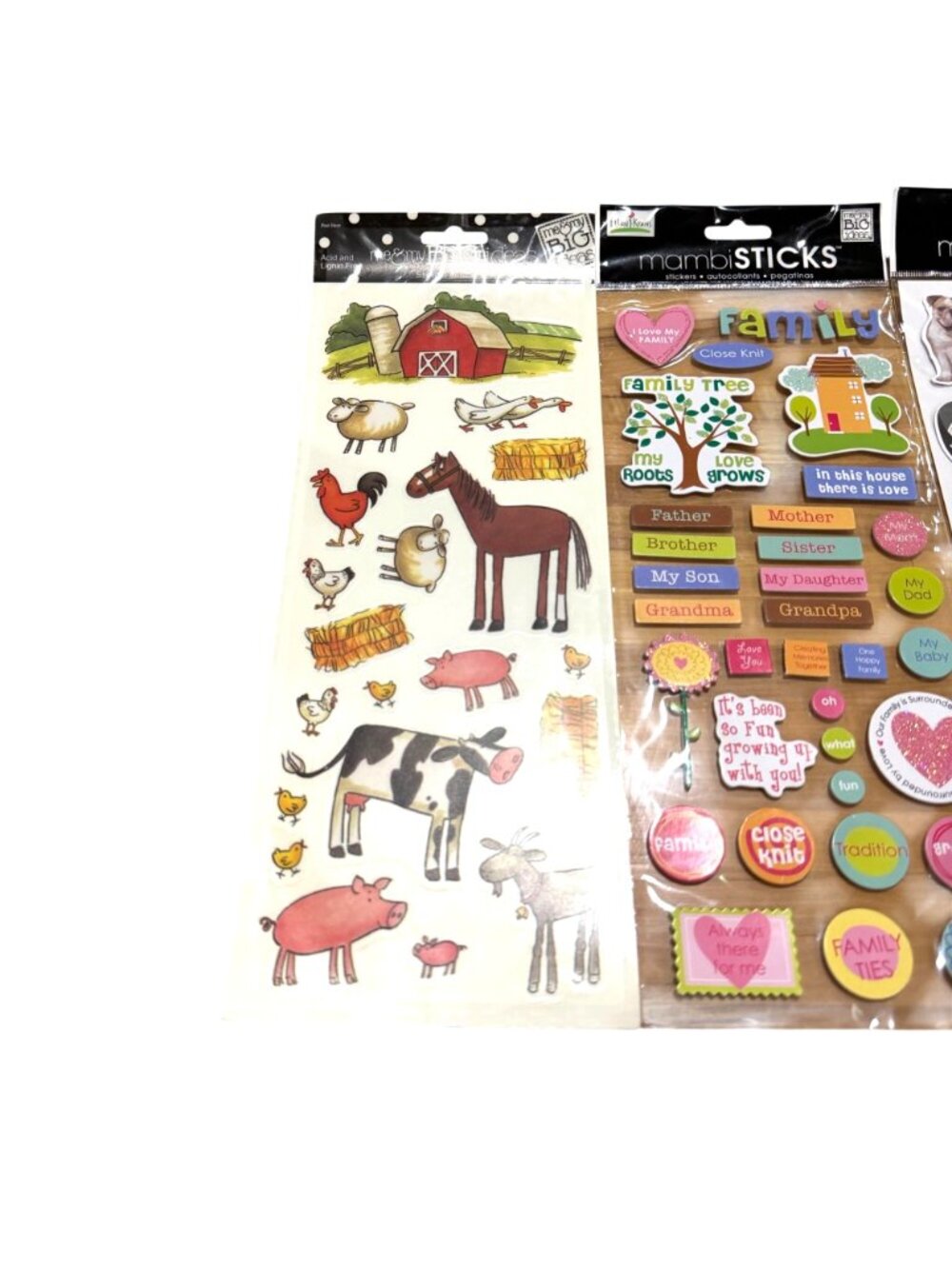 Mambi Sticks Sticker Set Farm Animals Family Dogs Adopt a Pet 3D Scrapbooking - Picture 3 of 5